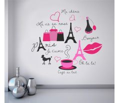 Samolepka na zeď - Symboly Paříže