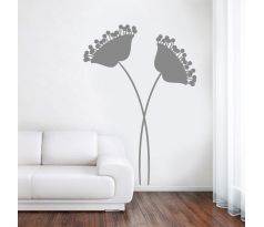 Samolepka na zeď - 2 moderní květy šedé