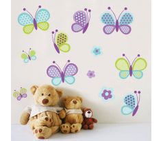 Samolepka na zeď - Motýlci a květiny