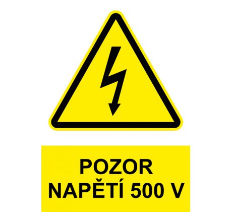 Samostatná značka - Pozor - Napětí 500 V