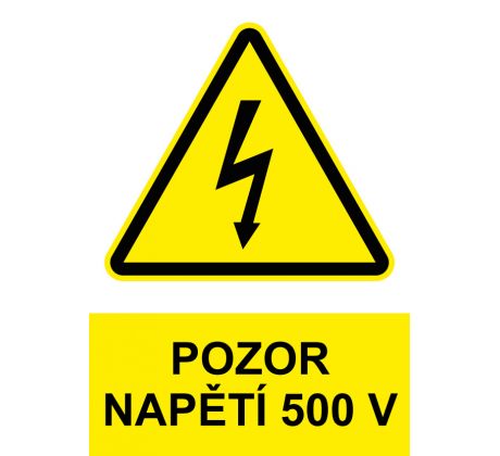 Samostatná značka - Pozor - Napětí 500 V